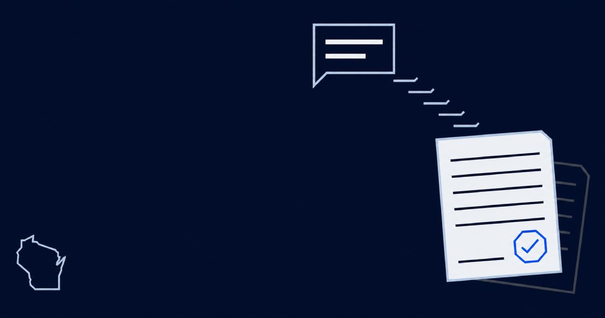 A speech bubble reading Just go ahead flowing into a change-order document with a blue approval check, on a navy grid