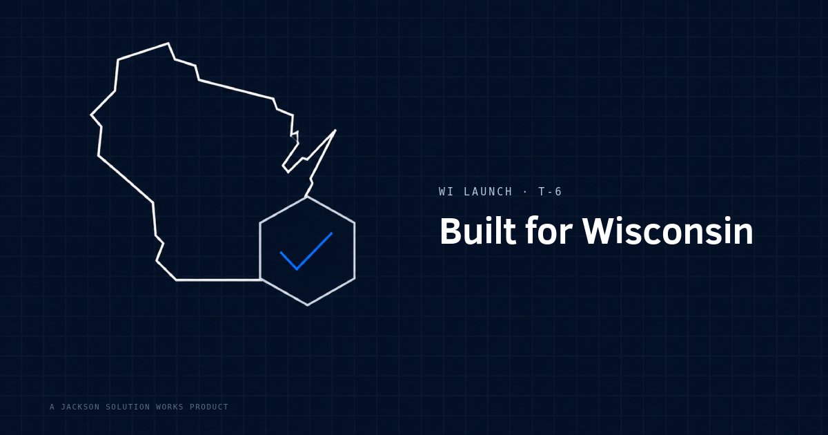 Stylized Wisconsin state outline with a certification badge, representing DSPS Dwelling Contractor requirements